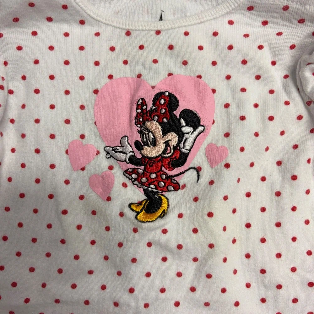 Disney Parks Minnie Mouse Polka Dot Ruffle Sleeve Bodysuit White Red 12M